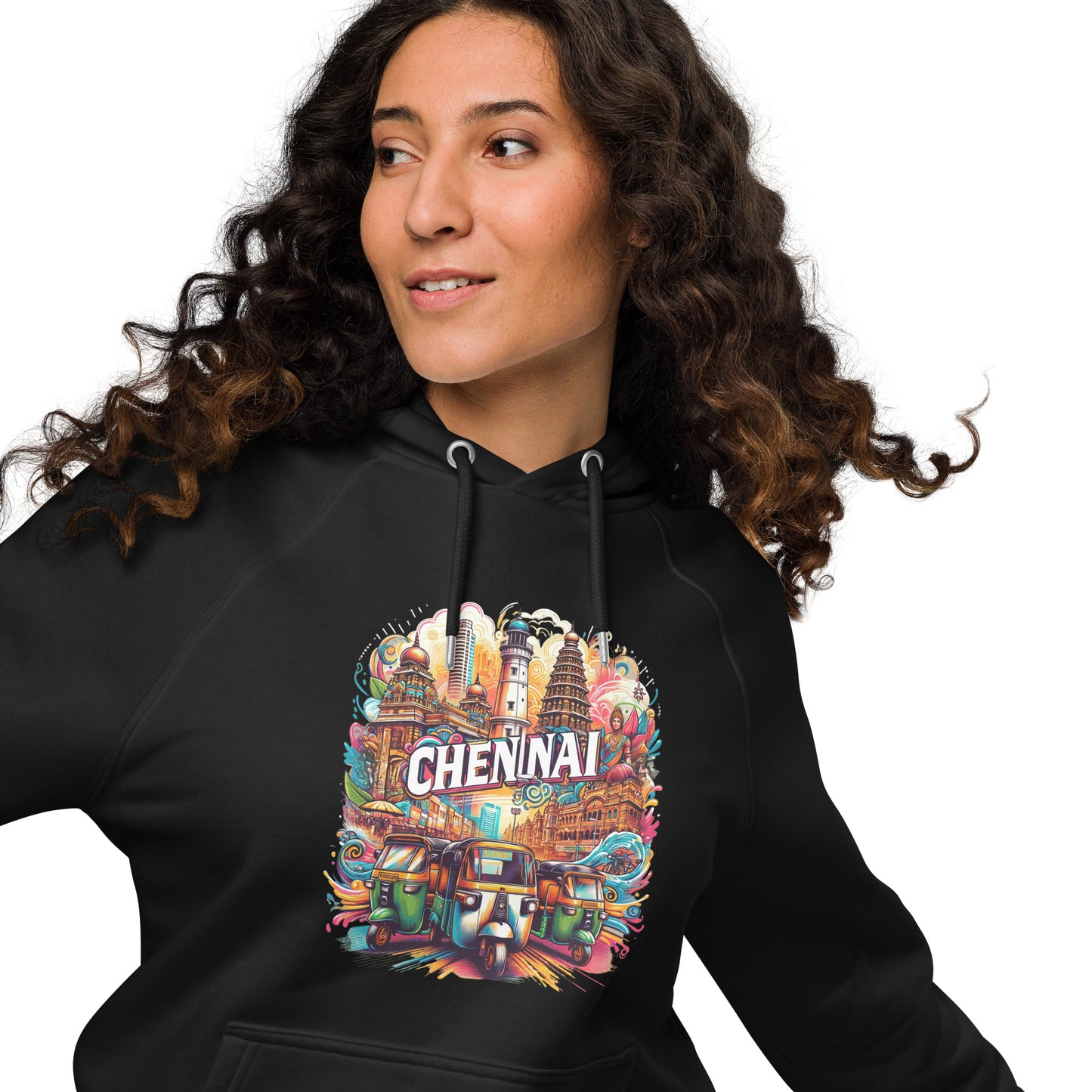 Roads of Chennai - Unisex eco raglan hoodie