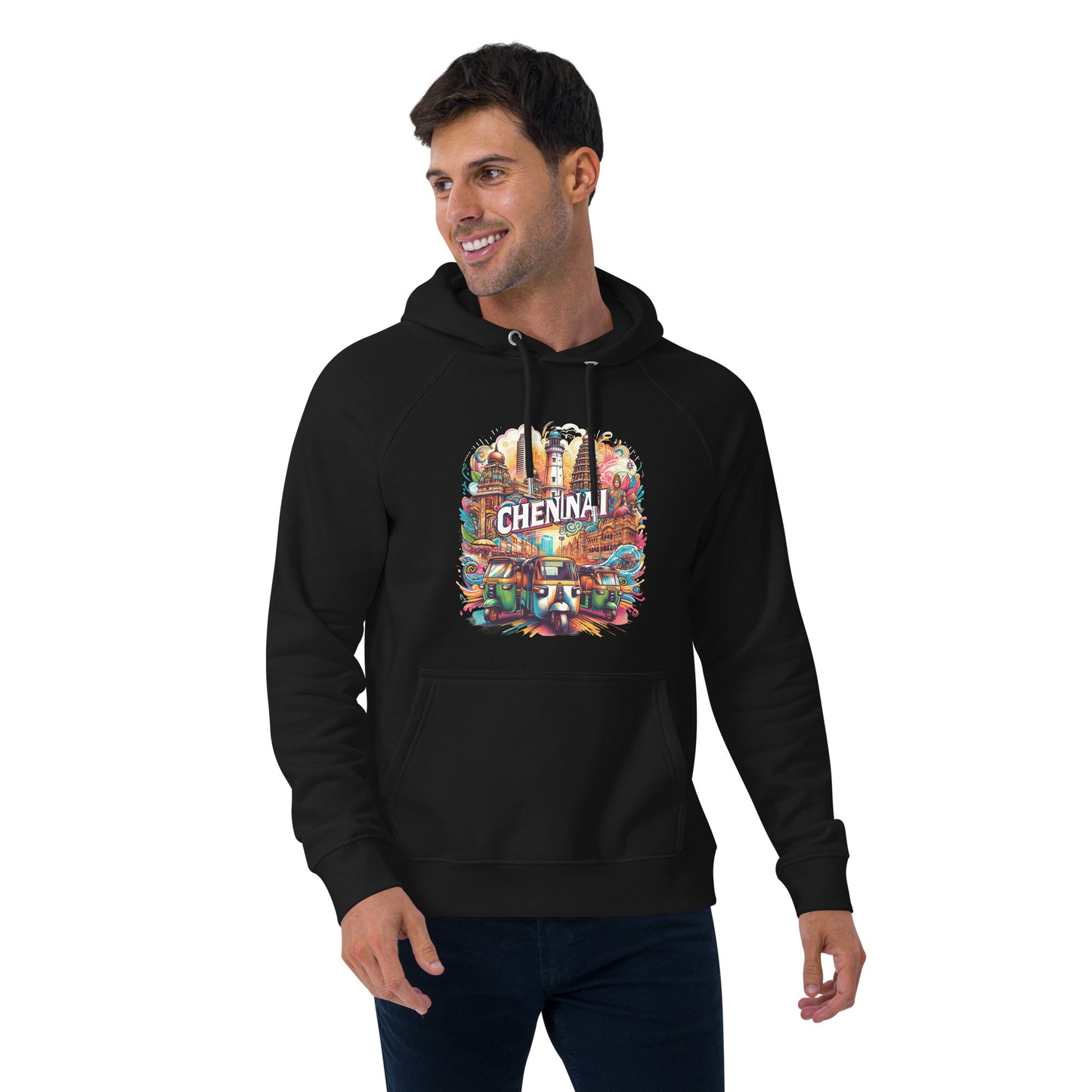 Roads of Chennai - Unisex eco raglan hoodie