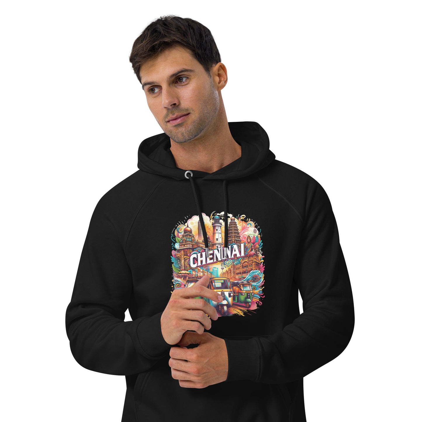 Roads of Chennai - Unisex eco raglan hoodie