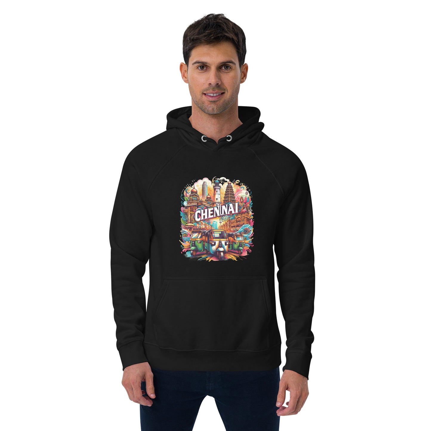 Roads of Chennai - Unisex eco raglan hoodie