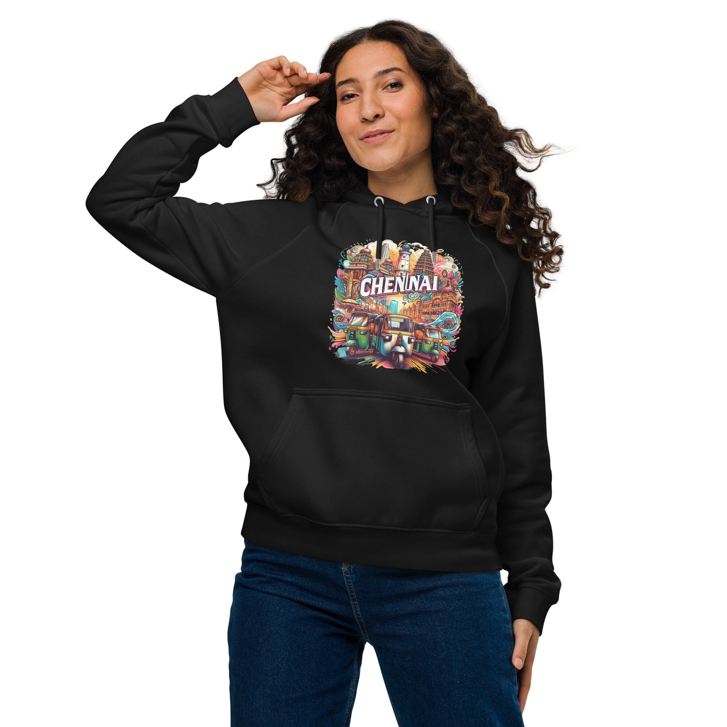 Roads of Chennai - Unisex eco raglan hoodie