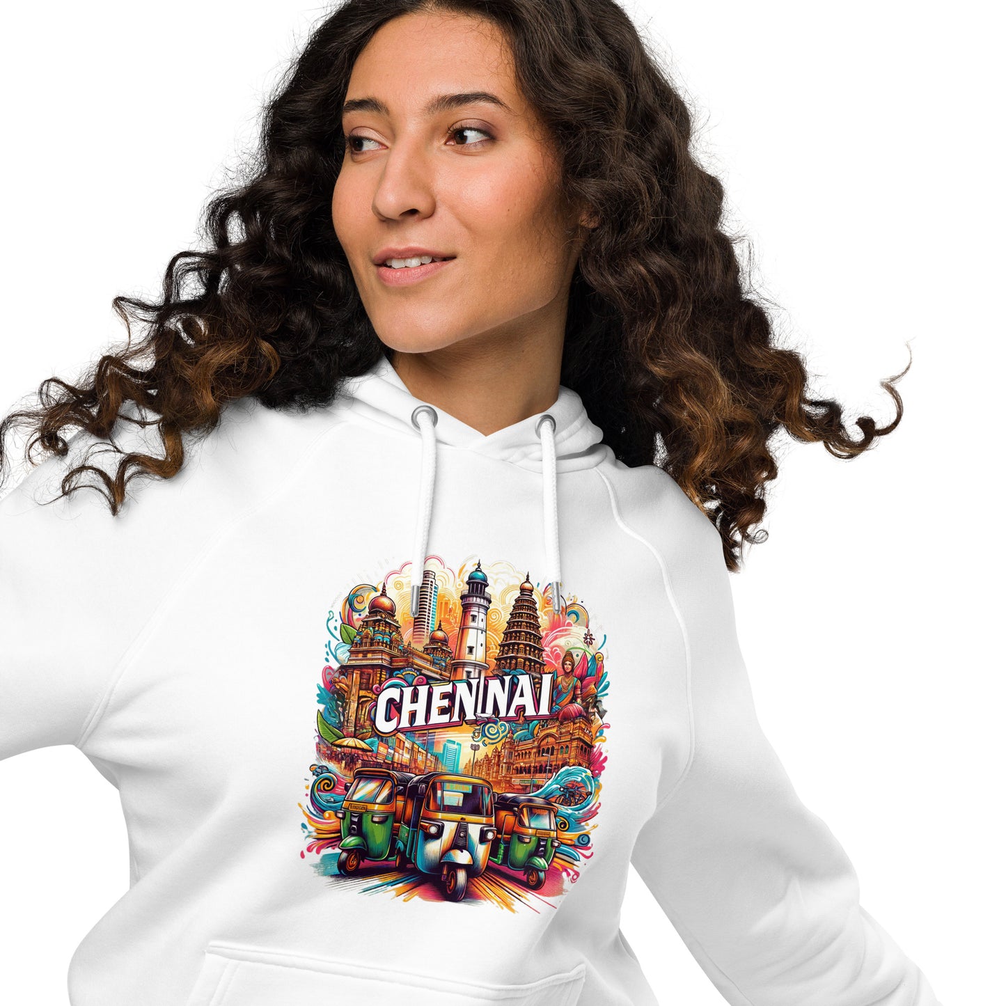 Roads of Chennai - Unisex eco raglan hoodie