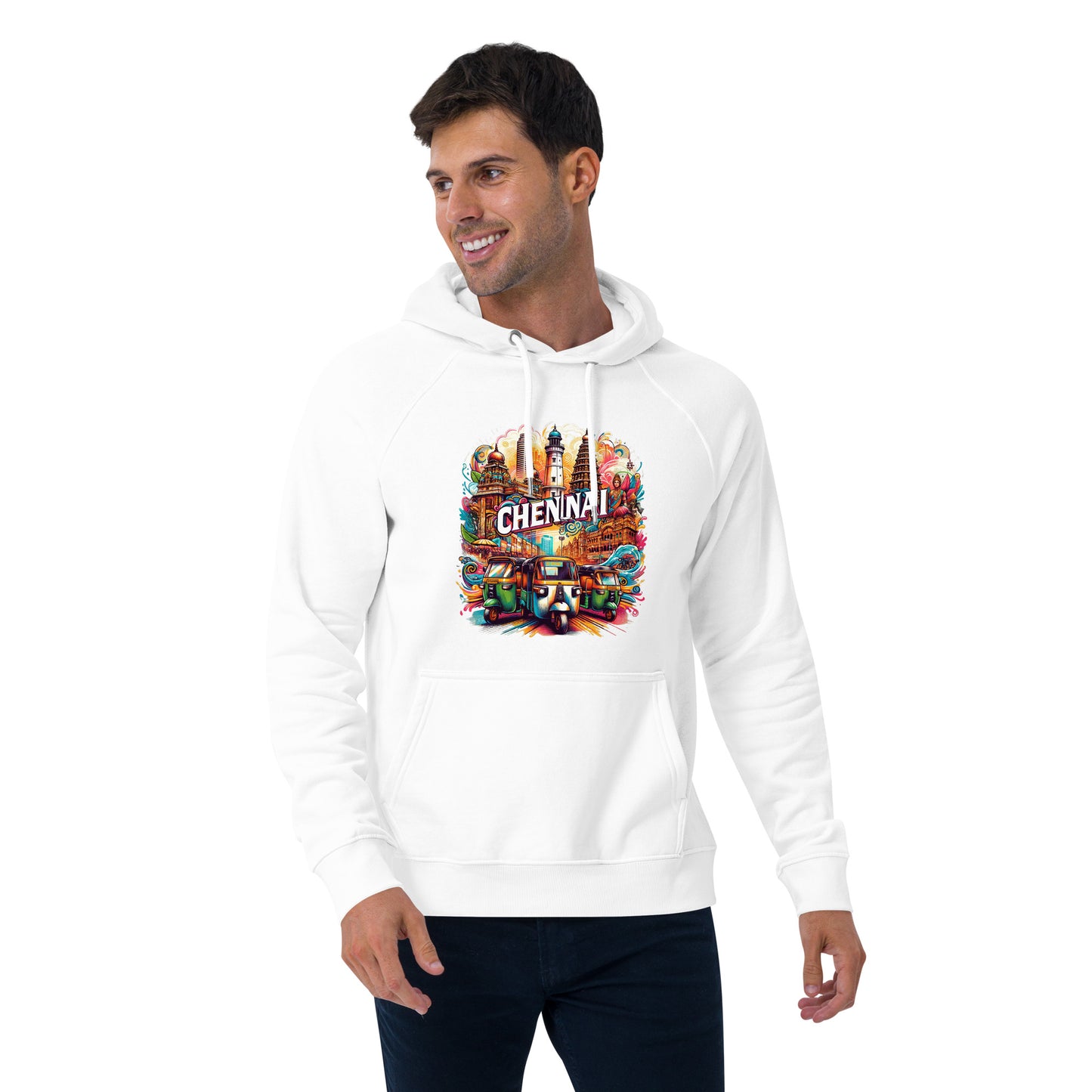 Roads of Chennai - Unisex eco raglan hoodie