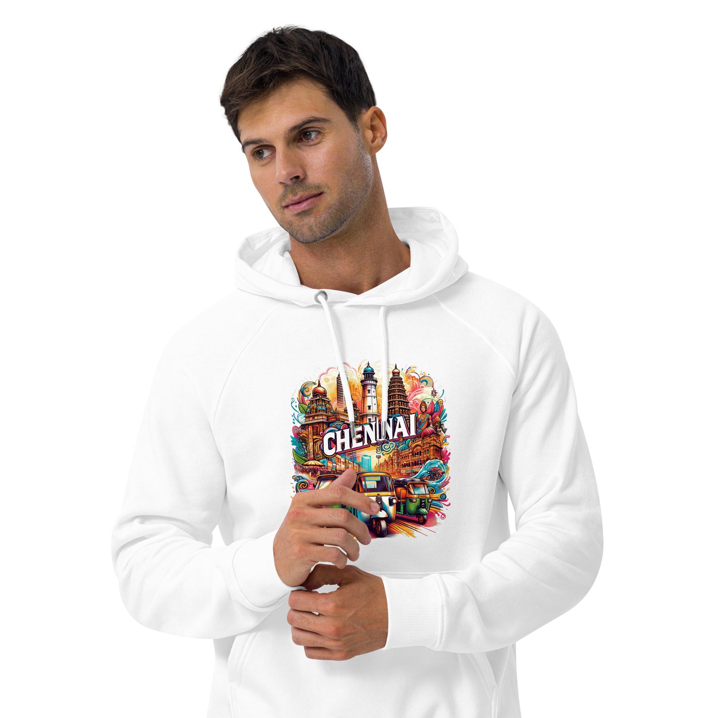 Roads of Chennai - Unisex eco raglan hoodie